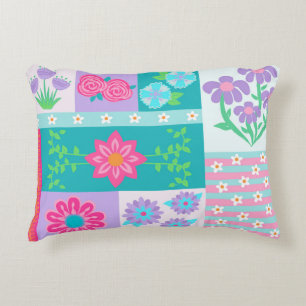 Vibrant Blooming Flowers Design Accent Pillow