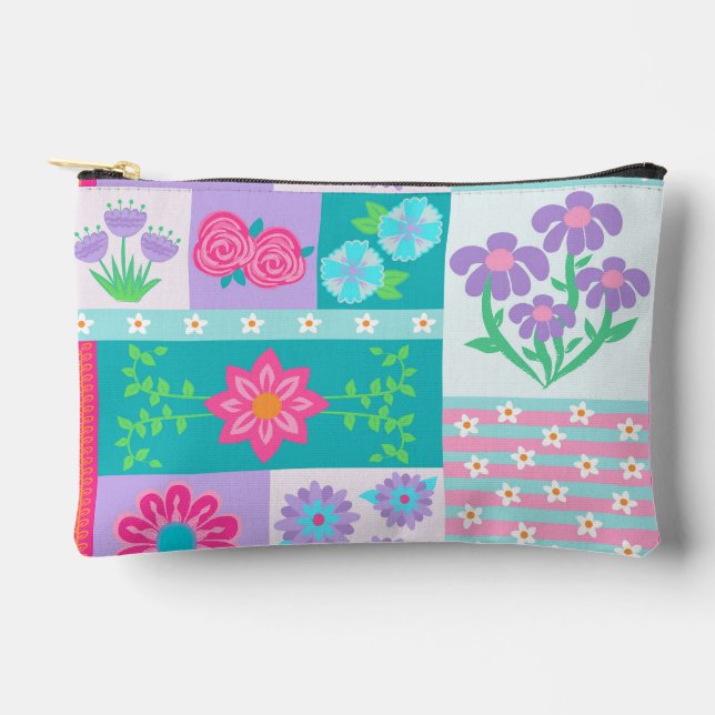 Vibrant Blooming Flowers Design Accessory Pouch (Front)