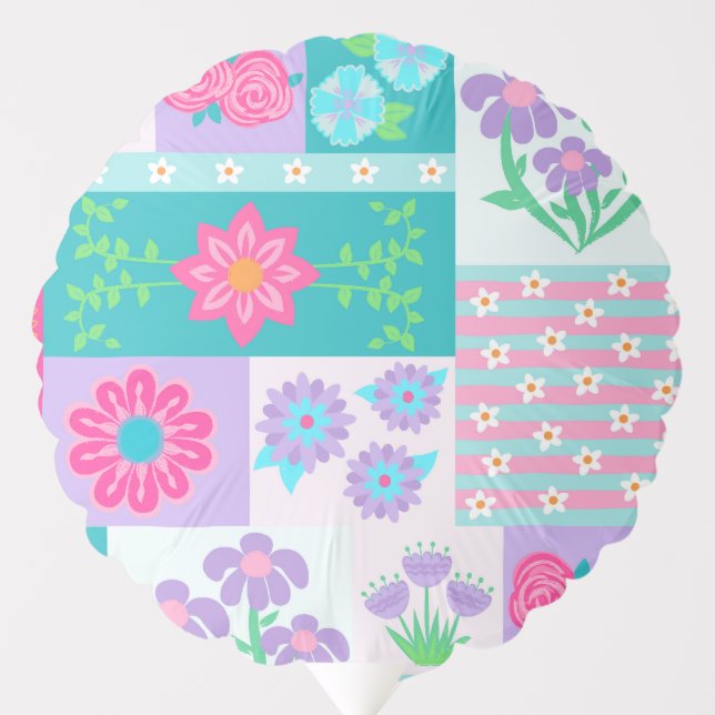 Vibrant Blooming Flowers Design Balloon (Front)