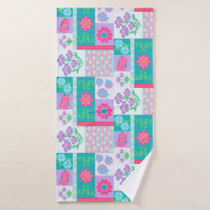 Vibrant Blooming Flowers Design Bath Towel