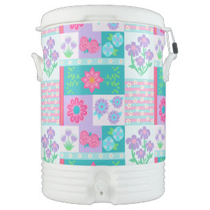 Vibrant Blooming Flowers Design Beverage Cooler