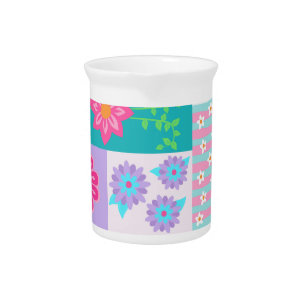 Vibrant Blooming Flowers Design Beverage Pitcher
