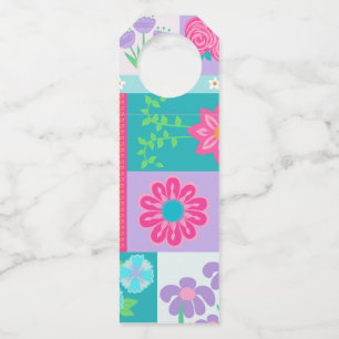 Vibrant Blooming Flowers Design Bottle Hanger Tag