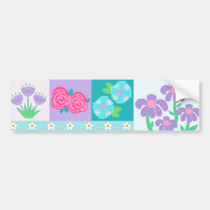 Vibrant Blooming Flowers Design Bumper Sticker