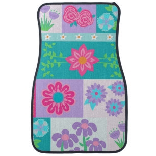 Vibrant Blooming Flowers Design Car Floor Mat