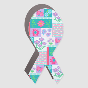 Vibrant Blooming Flowers Design Car Magnet