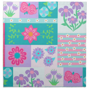 Vibrant Blooming Flowers Design Cloth Napkin