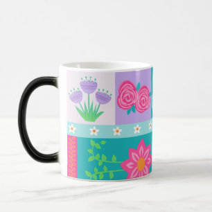 Vibrant Blooming Flowers Design Color Morph Mug