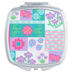 Vibrant Blooming Flowers Design Compact Mirror