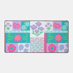 Vibrant Blooming Flowers Design Desk Mat