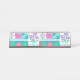Vibrant Blooming Flowers Design Desk Name Plate