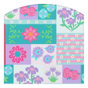 Vibrant Blooming Flowers Design Door Sign
