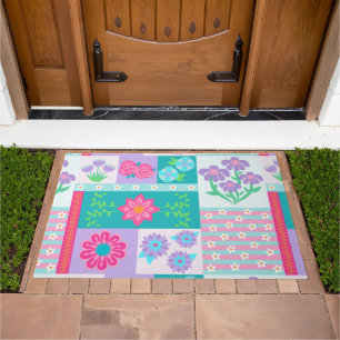 Vibrant Blooming Flowers Design Doormat