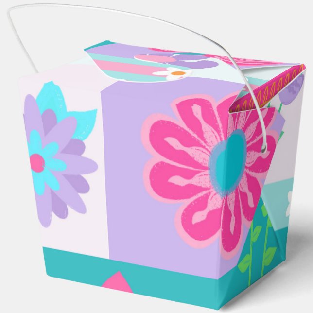 Vibrant Blooming Flowers Design Favor Boxes (Back)