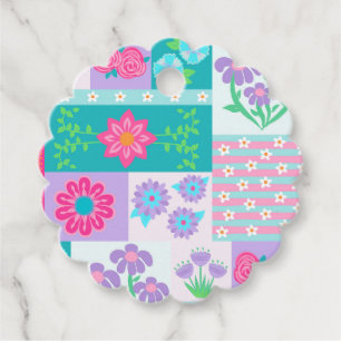 Vibrant Blooming Flowers Design Favor Tags