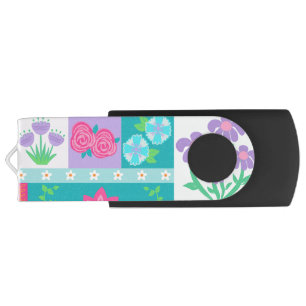 Vibrant Blooming Flowers Design Flash Drive