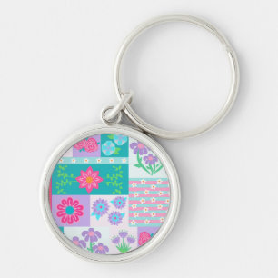 Vibrant Blooming Flowers Design Keychain