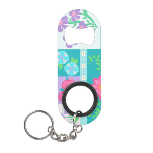 Vibrant Blooming Flowers Design Keychain Bottle Opener