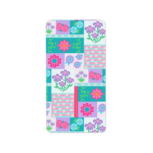 Vibrant Blooming Flowers Design Label