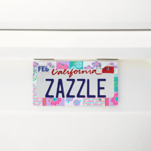 Vibrant Blooming Flowers Design License Plate Frame