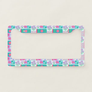 Vibrant Blooming Flowers Design License Plate Frame