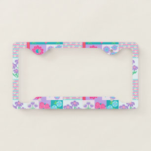 Vibrant Blooming Flowers Design License Plate Frame