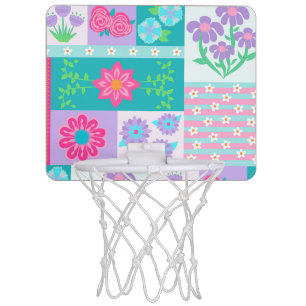 Vibrant Blooming Flowers Design Mini Basketball Hoop