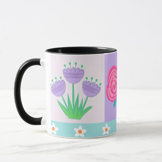 Vibrant Blooming Flowers Design Mug (Left)