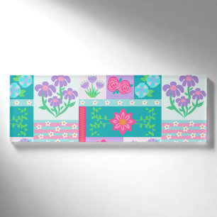 Vibrant Blooming Flowers Design Name Tag