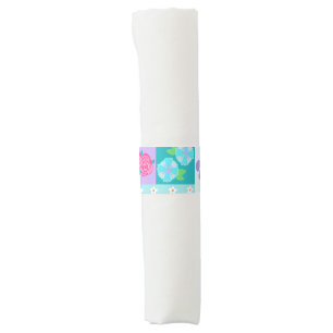Vibrant Blooming Flowers Design Napkin Bands
