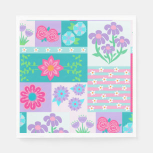 Vibrant Blooming Flowers Design Napkins