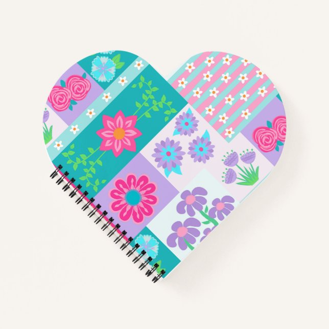 Vibrant Blooming Flowers Design Notebook (Front)