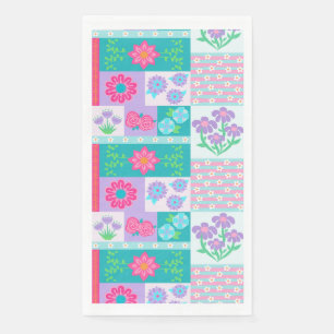 Vibrant Blooming Flowers Design Paper Guest Towels