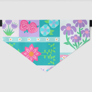 Vibrant Blooming Flowers Design Pet Bandana Collar