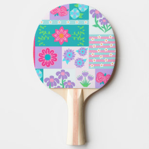 Vibrant Blooming Flowers Design Ping Pong Paddle
