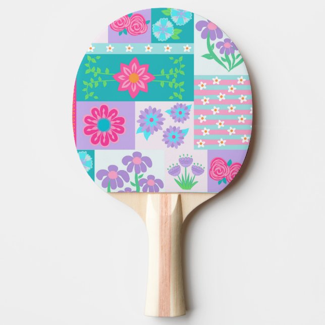 Vibrant Blooming Flowers Design Ping Pong Paddle (Front)
