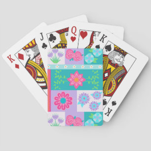 Vibrant Blooming Flowers Design Poker Cards