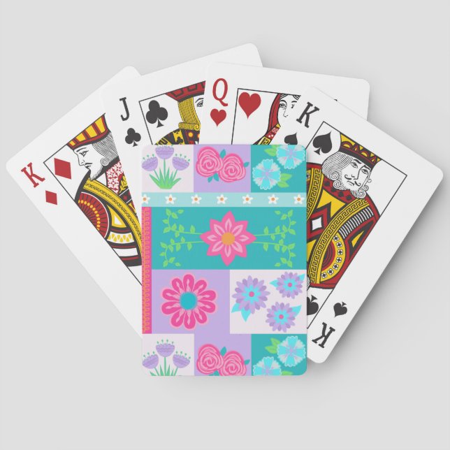 Vibrant Blooming Flowers Design Poker Cards (Back)