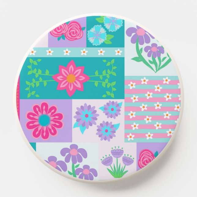 Vibrant Blooming Flowers Design PopSocket (Popsocket)