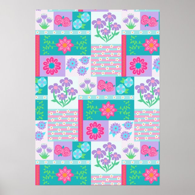 Vibrant Blooming Flowers Design Poster (Front)