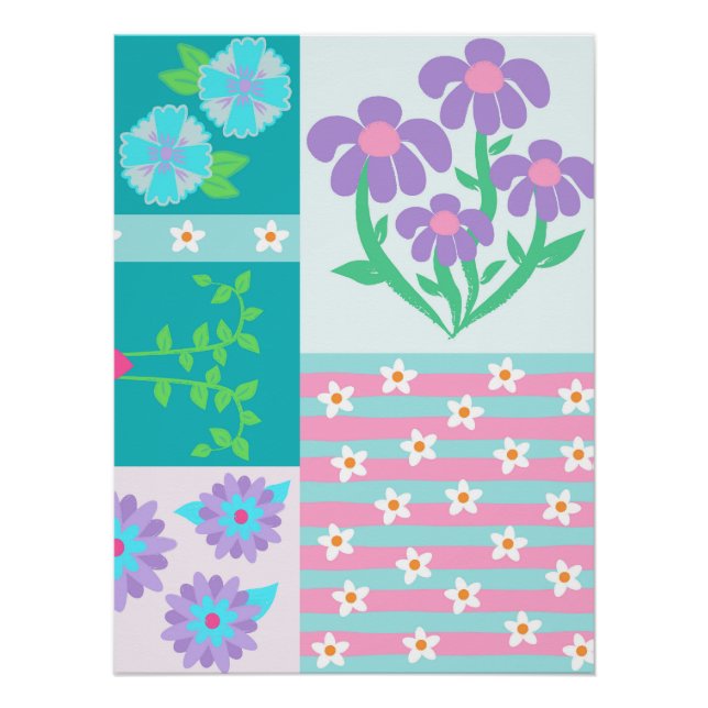 Vibrant Blooming Flowers Design Poster (Front)