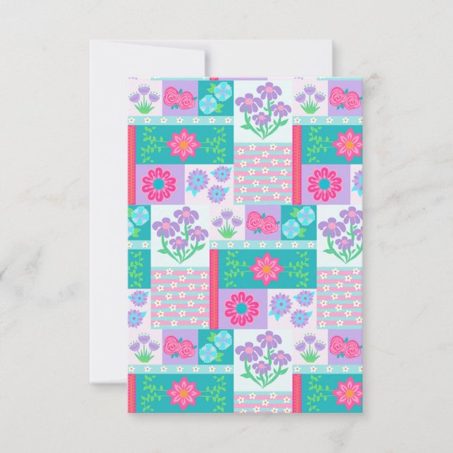 Vibrant Blooming Flowers Design RSVP Card (Front)