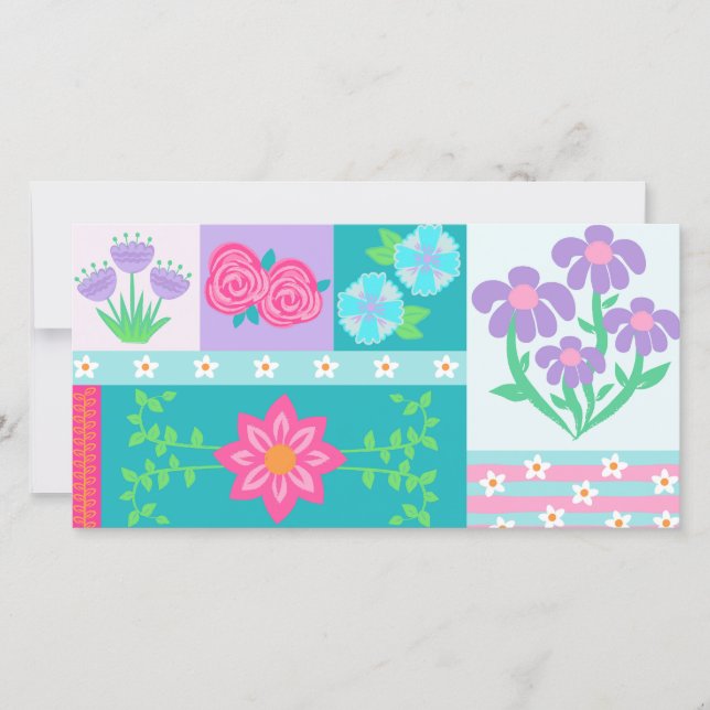 Vibrant Blooming Flowers Design Save The Date (Front)