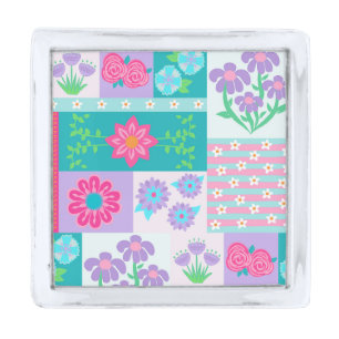 Vibrant Blooming Flowers Design Silver Finish Lapel Pin