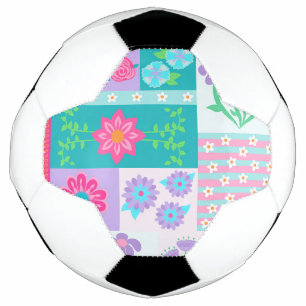 Vibrant Blooming Flowers Design Soccer Ball