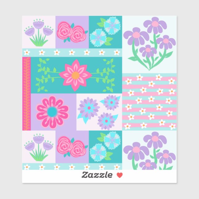 Vibrant Blooming Flowers Design Sticker (Sheet)