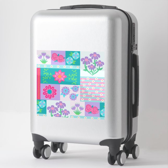 Vibrant Blooming Flowers Design Sticker (Suitcase)