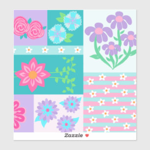 Vibrant Blooming Flowers Design Sticker