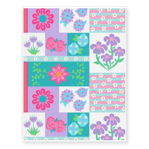 Vibrant Blooming Flowers Design Temporary Tattoos