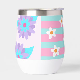 Vibrant Blooming Flowers Design Thermal Wine Tumbler